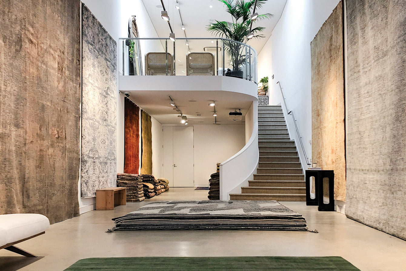Showrooms banner featuring Tribe Home rugs